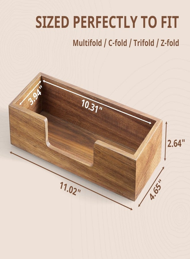CMLKLZD Paper Towel Dispenser Countertop, Acacia Wood Folded Paper Hand Towel Holder for Guest Bathroom, Commercial Tabletop Tissue Dispenser Tray for Multifold C-Fold, Z-Fold, Trifold - Image 2